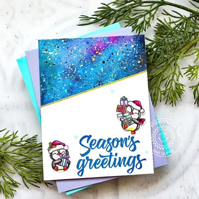 Sunny Studio Stamps: Penguin Party Winter Themed Card by Isha Gupta (featuring Holiday Greetings)