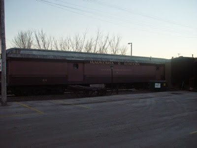 Baggage Car #94 at the Milwaukee & Madison Railroad Depot in Waukesha, Wisconsin, on November 19, 2001