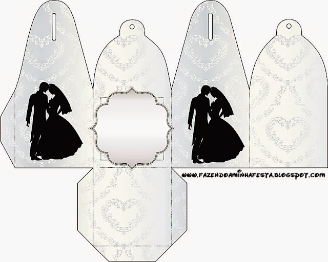 You can use this box for chocolates, candies or cupcakes of Wedding Couple Silhouette in Silver. 