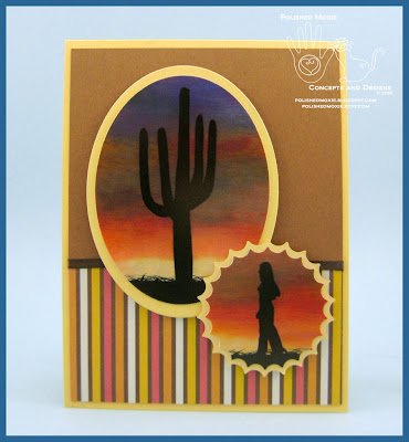 Front panel of my handmade Southwestern Sunset Card.