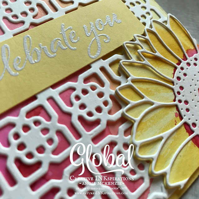 By Angie McKenzie for Global Creative Inkspirations; Click READ or VISIT to go to my blog for details! Featuring the new Celebrate Sunflowers Bundle and the Many Medallions Dies from the 2020-21 Annual Catalog; #celebratesunflowersbundle #celebratesunflowersstampset #sunflowerdies #manymedallionsdies #waterpainters #watercoloring #stampingtechniques #cardtechniques #stampinup #handmadecards #stampinupinks #birthdaycards 