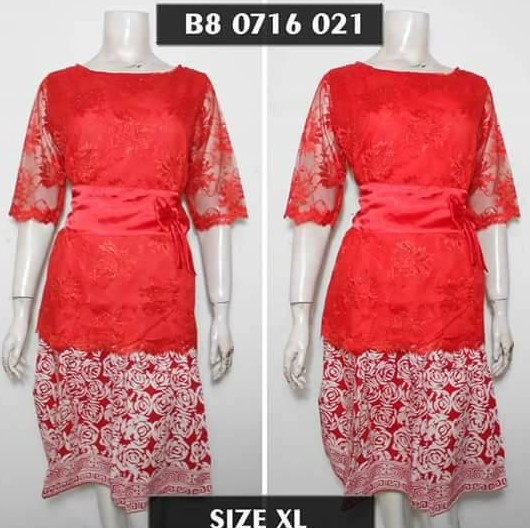 10 Model  Dress  Batik  Kombinasi  Brokat  terbaru  2019