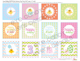 easter birthday tags, easter birthday toppers, easter birthday ideas