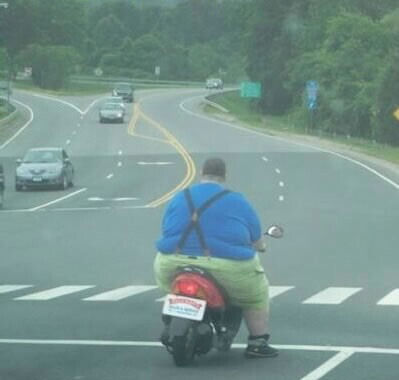 Fat Guy On Bike Pic. sweet sugar candy!