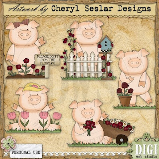 Garden Pigs Clip Art