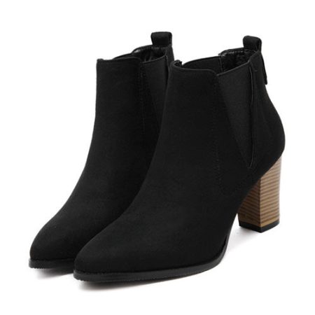 Chunky Point Toe Ankle Boots – Price:$52.00
