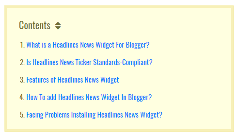 Automatic Table Of Contents for blogger blogs