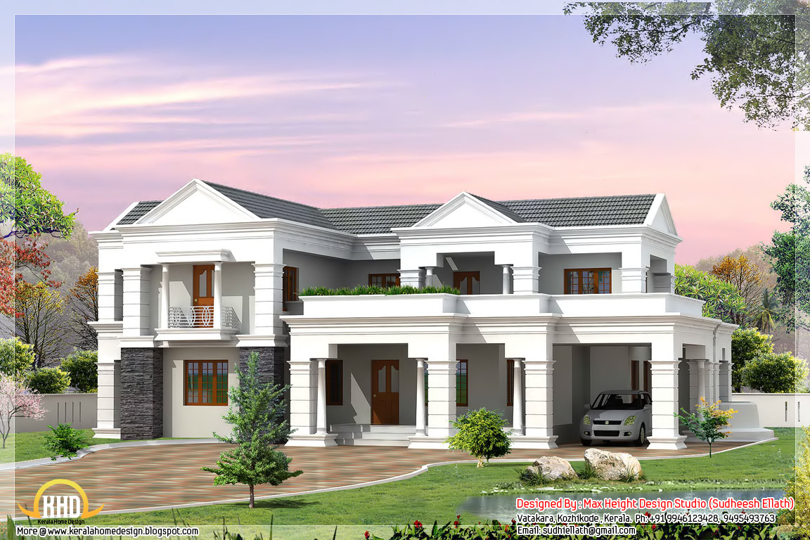 Indian style 3D house  elevations  Kerala home  design  and 