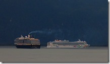 Cruise Ship from Skagway meets Cruise Ship from Haines