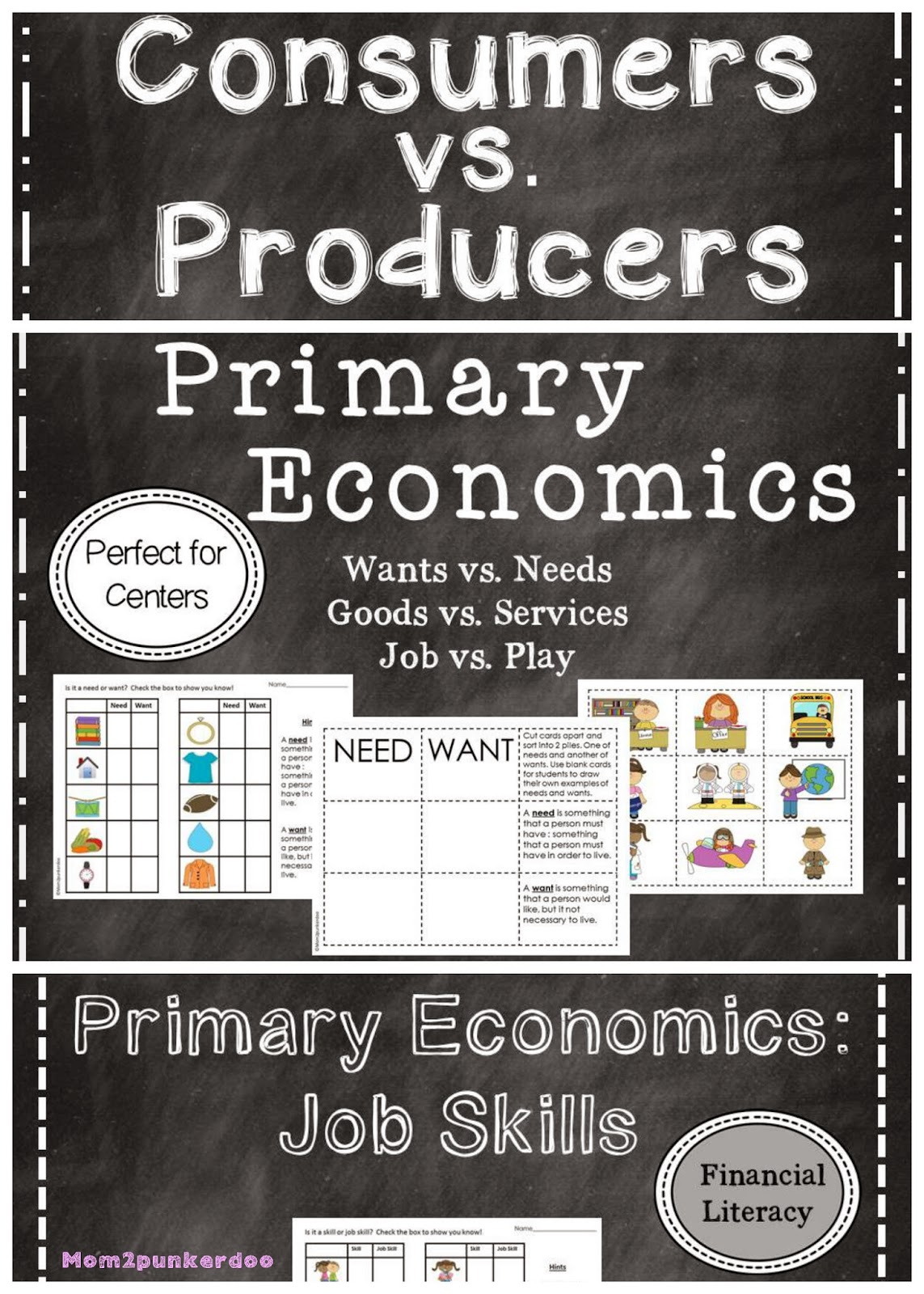 Interactive notebook and center activities to teach personal finance to K-2 students. Includes: goods and services, needs and wants, producers and consumers and more!