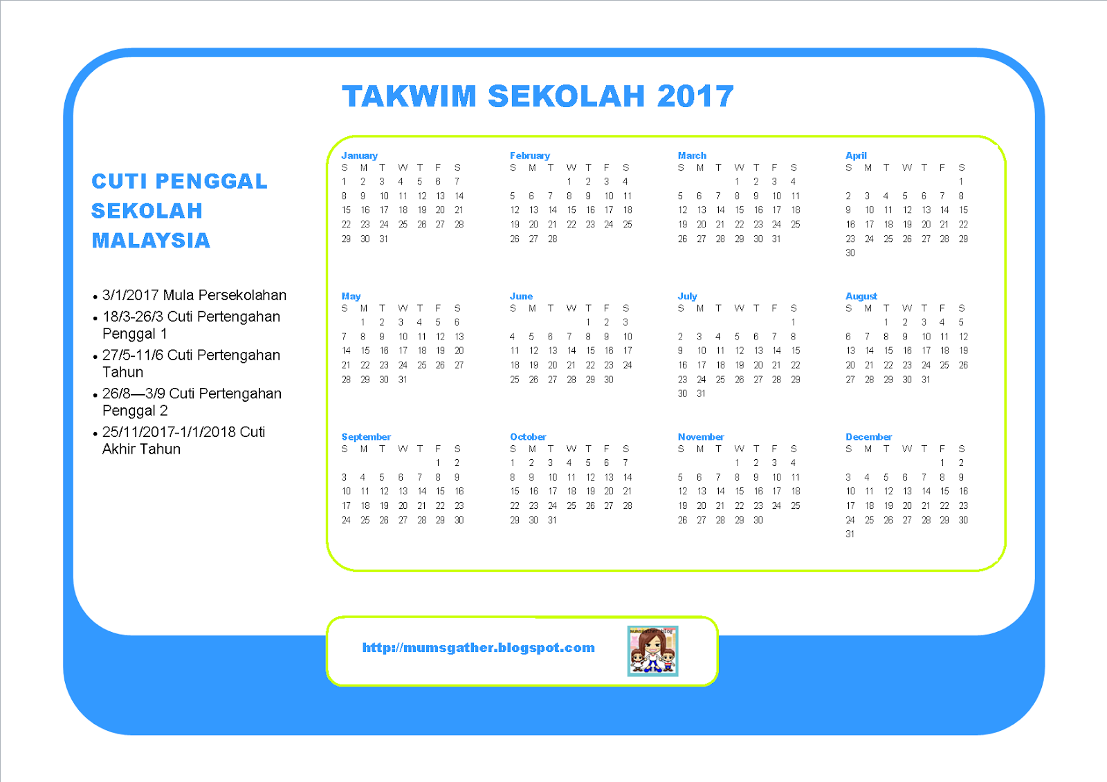 Malaysia School Holiday Calendar 2017 ~ Parenting Times