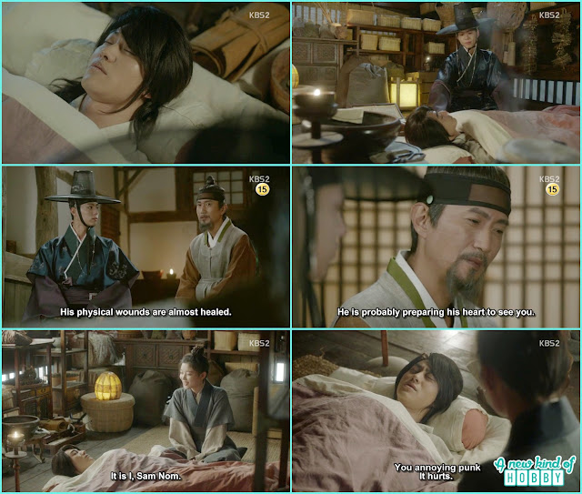 byung yun getting recovery in ra on grandfather house crown prince and ra on come to meet byung yun  - Love In The Moonlight - Episode 17 Review (Eng Sub) 