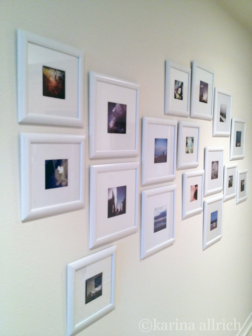 For the entry wall I framed my iphoneography with inexpensive white frames. 