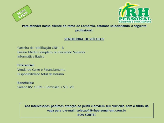 Técnico de Refrigeração/Eletricista/Regulador de Máquina/Vendedora de Veículo.