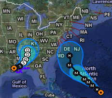 LEE nach links, KATIA nach rechts, beide nach Norden, Katia, Lee, USA, US-Ostküste Eastcoast, Verlauf, Zugbahn, Vorhersage Forecast Prognose, September, Hurrikansaison 2011, 2011,