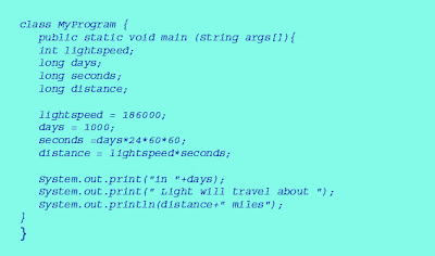 java program using long,int data type