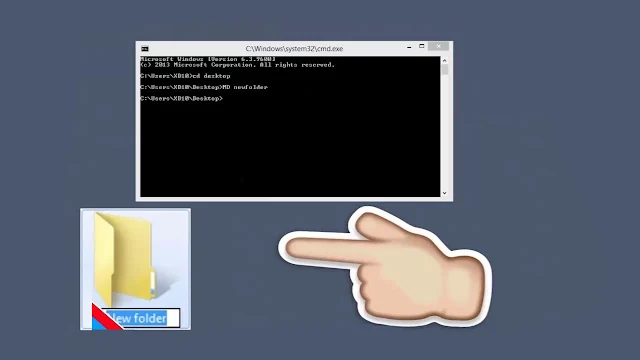طريقة إنشاء مجلد وتغيير اسمه فقط عن طريق CMD 