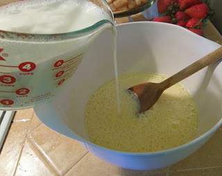 Pouring Hot Milk into Custard Paste