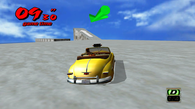 Screenshot of taxi driving around in a Crazy Box mini-game