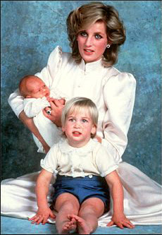 princess diana nuturing princes williams and harry