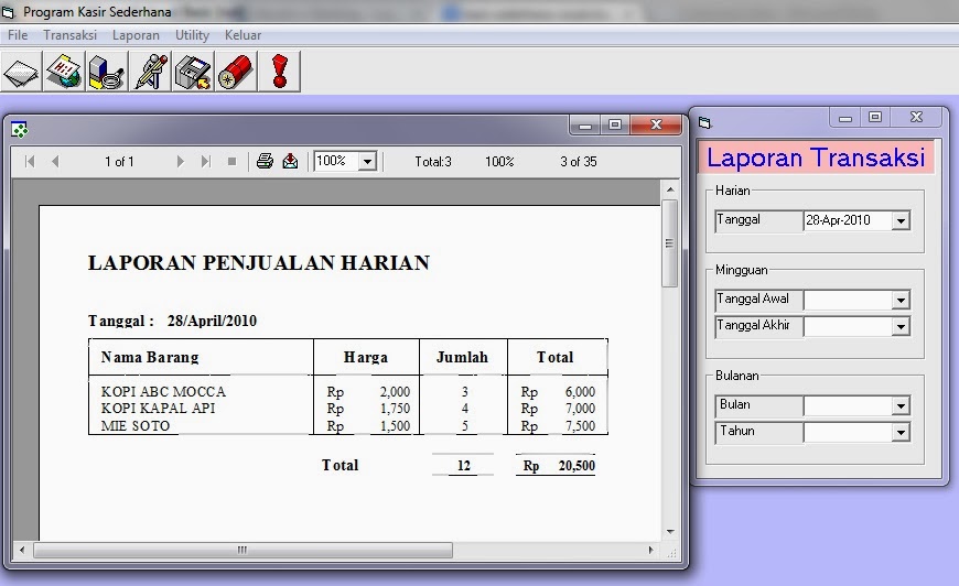 Contoh Laporan Visual Basic 6.0 - Gontoh