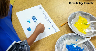 Fork Painting for Preschool (Brick by Brick)