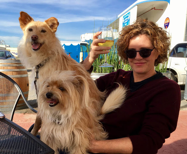 Jean with her dog Brian and friend's dog