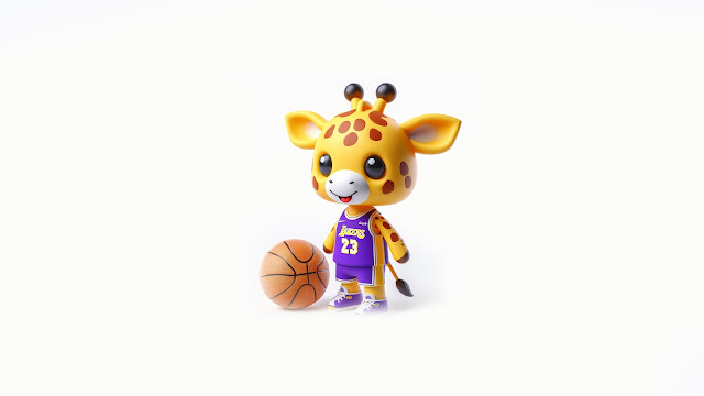 3D Cute Giraffe Mascot For Los Angeles Lakers Ai-Generated HD Wallpaper