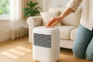 제습기를 작동시키는 모습