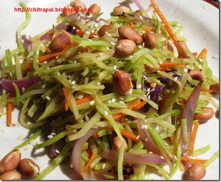 Chitra Pal Quick and Easy Cole Slaw Stir fry with Peanuts