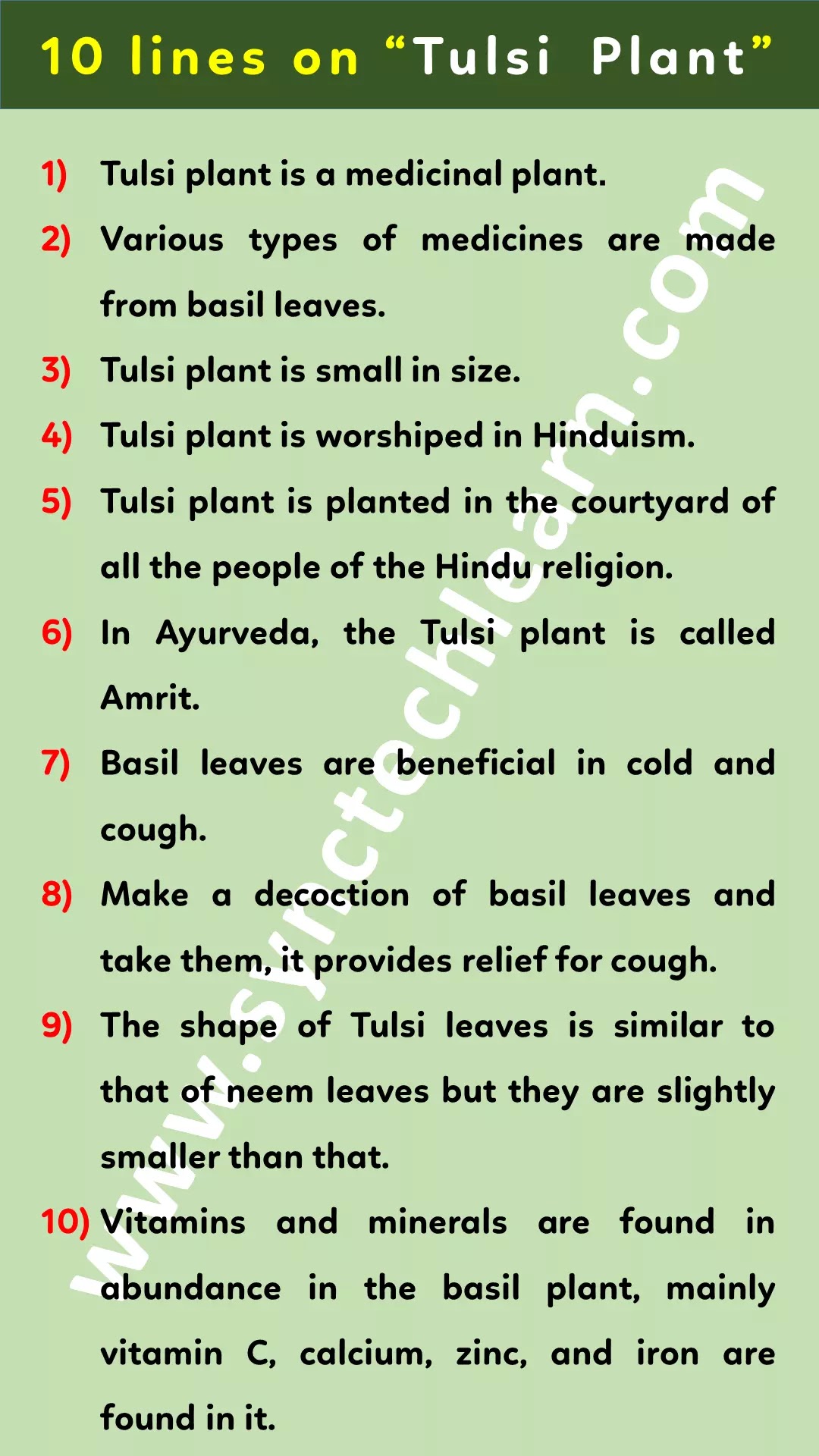 10 lines on tulsi plant in english