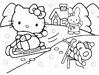 Dibujo para pintar hello kitty en la nieve