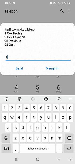 Langkah 6 Cek Nomor XL 4G Belum