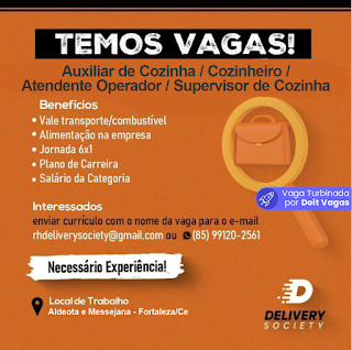  Diversas Vagas para Delivery Society em  FortalezaCe