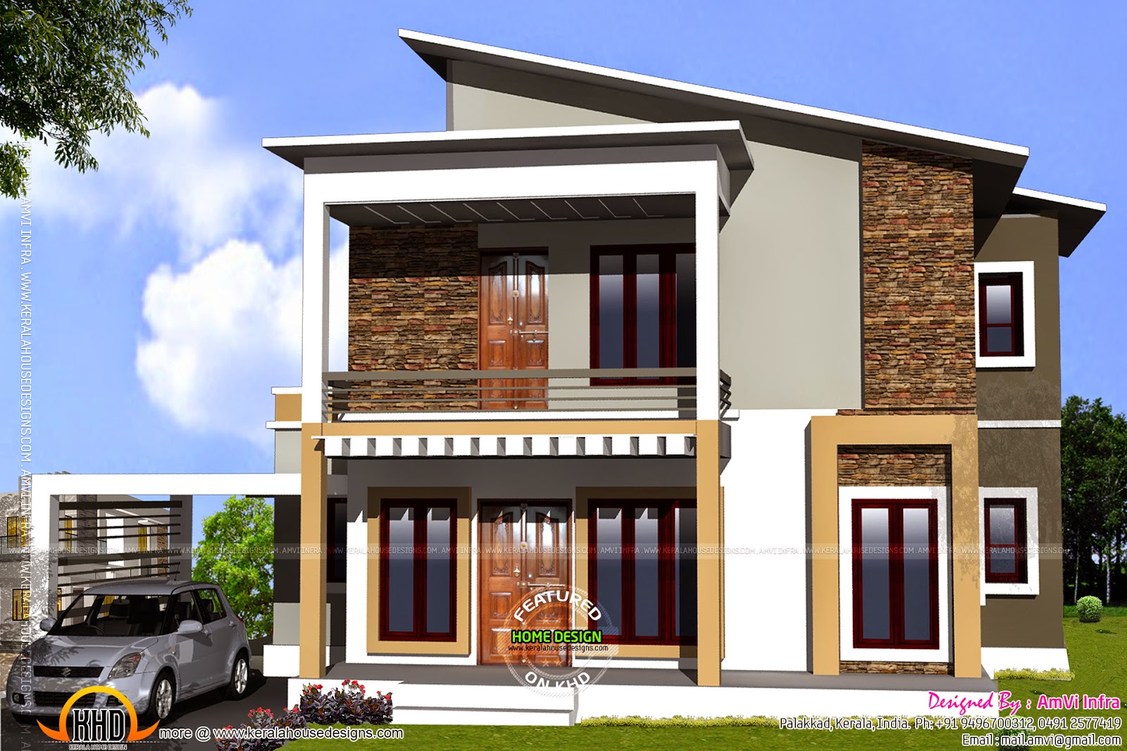 Elevation with free floor plan Kerala  home design and 