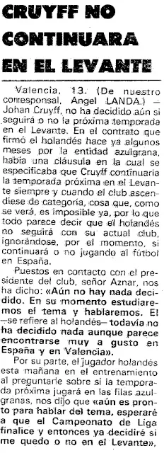 Mundo Deportivo Cruyff no continuara en el Levante