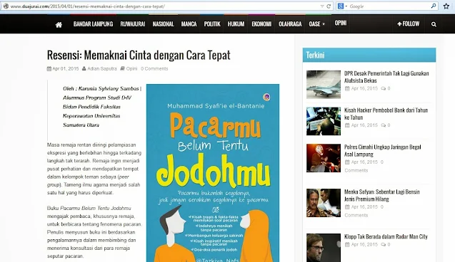 Resensi Buku Pacarmu Belum Tentu Jodohmu