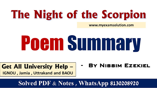The Night of the Scorpion Summary Line by Line