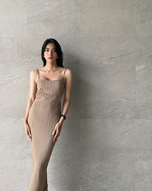 Mong Thuong – Most Beautiful Vietnam Trans Model in Long Slip Dress Photoshoot