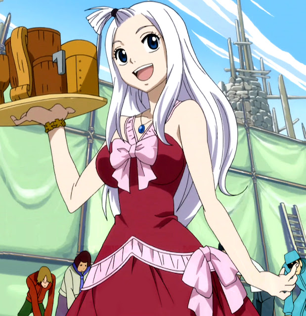 Mirajane is a head waitress in fairy tail