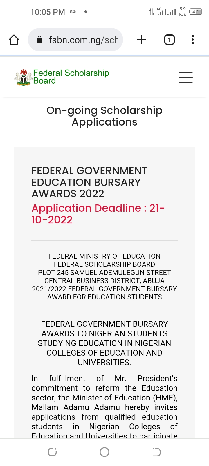 Big Opportunity To All Education Students: Federal Government Open Scholarship Portal For Degree In Education and NCE Students