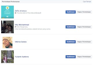 contoh permintaan pertemanan pada cara cepat konfirmasi pertemanan di facebook