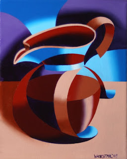 Futurist Abstract Coffee Pot Painting - Daily Painting Blog Original Oil and Acrylic by Artist Mark Webster