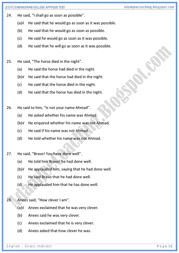 ecat-english-direct-indirect-sentences-mcqs-for-engineering-college-entry-test