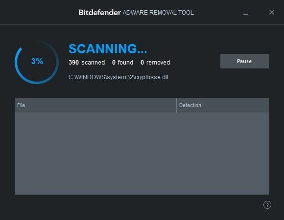 Bitdefender Adware Removal Tool quét và loại bỏ phần mềm quảng cáo cho máy tính