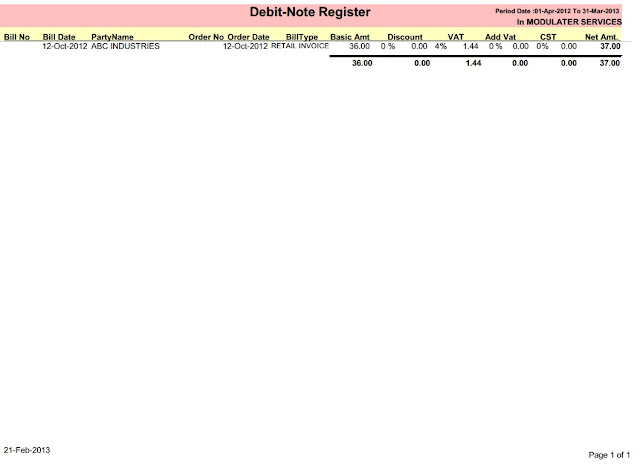 DEBIT-NOTE REGISTER