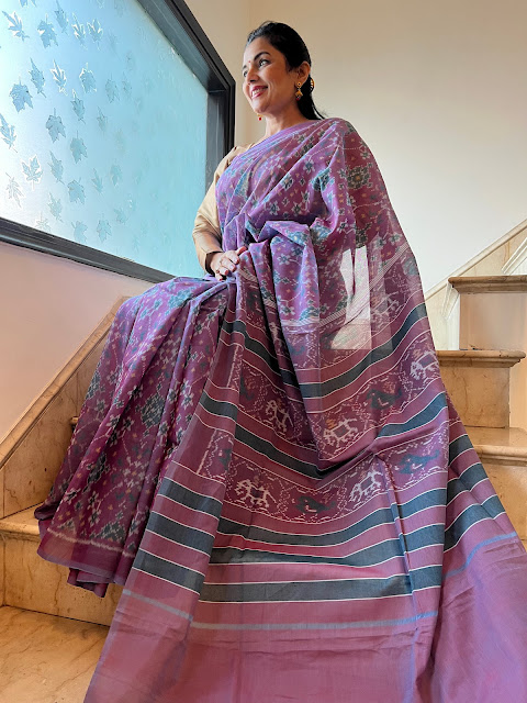 Lavender cotton patola saree