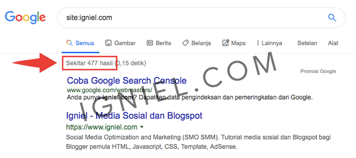 Lihat Jumlah Index Google