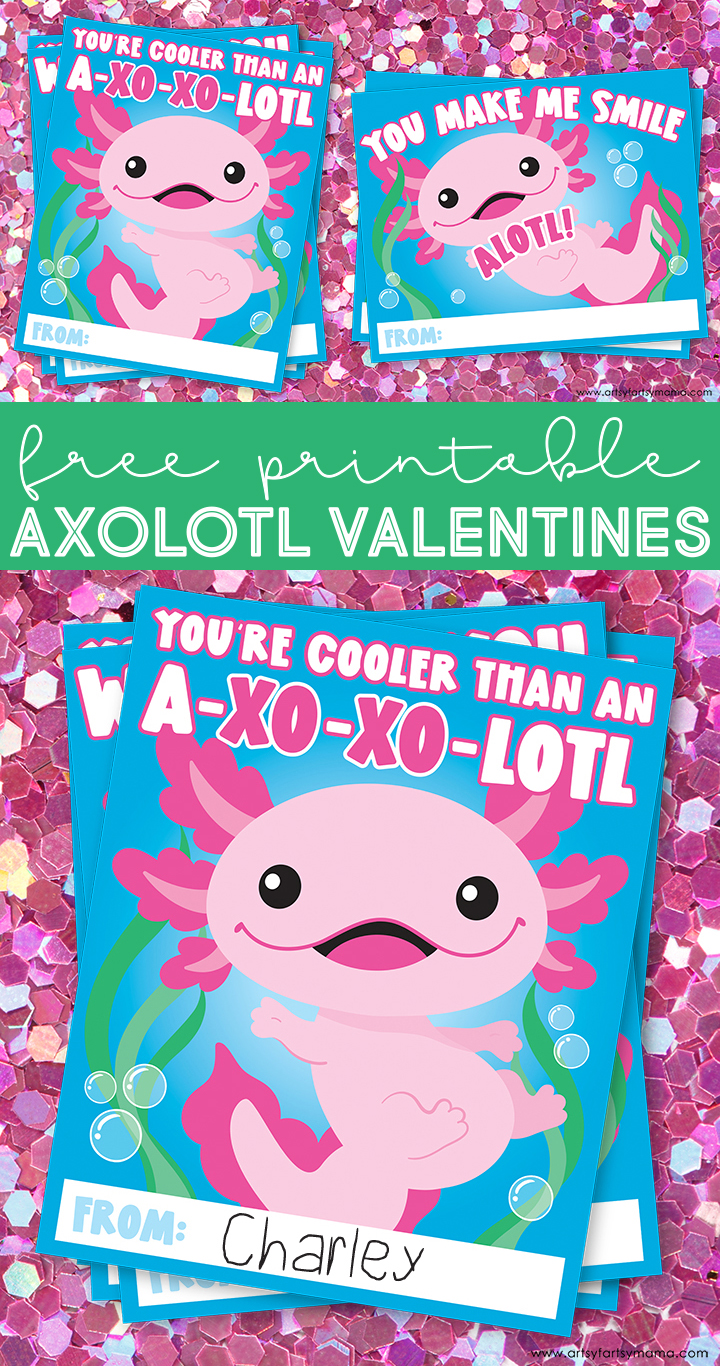 Free Printable Axolotl Valentines