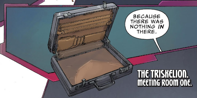 A picture of an empty briefcase with "Because there was nothing IN there." in a speech bubble 